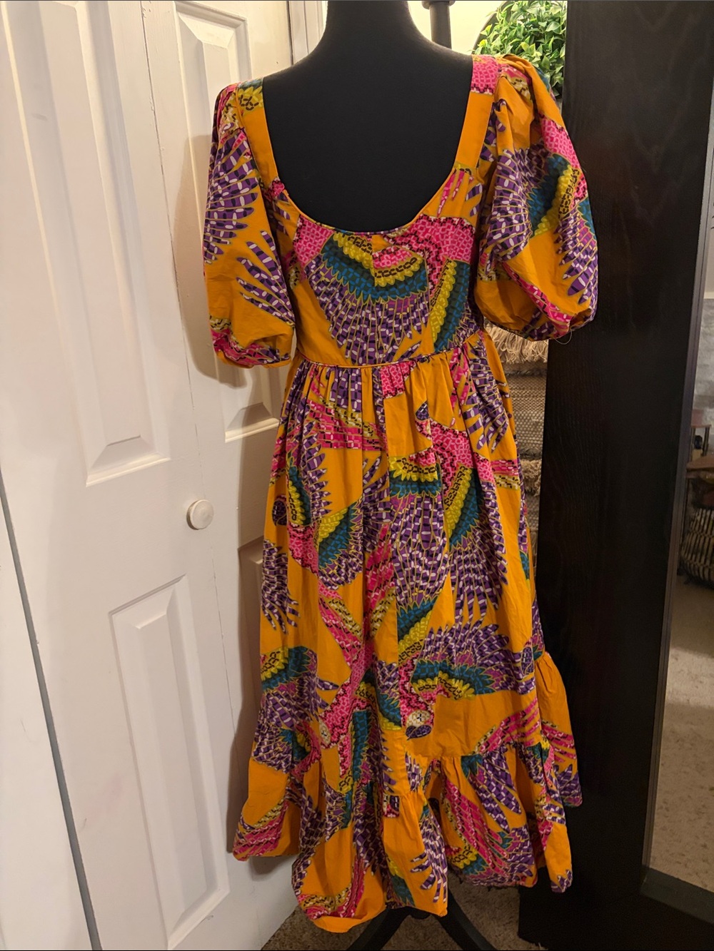 FARM Rio Beaded Macaws Midi Dress with Pink, Purple & Green Print - Picture 2 of 11